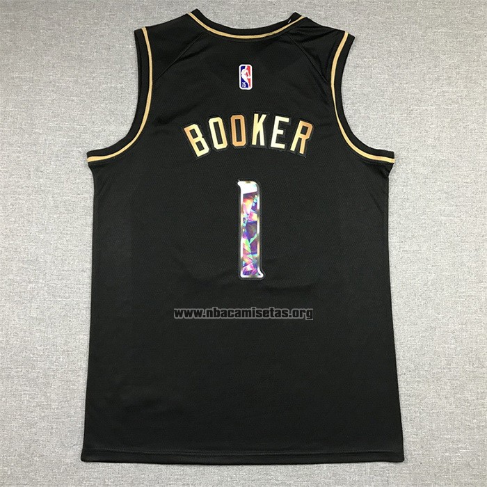 Camiseta Golden Edition Phoenix Suns Devin Booker NO 1 2021-22 Negro